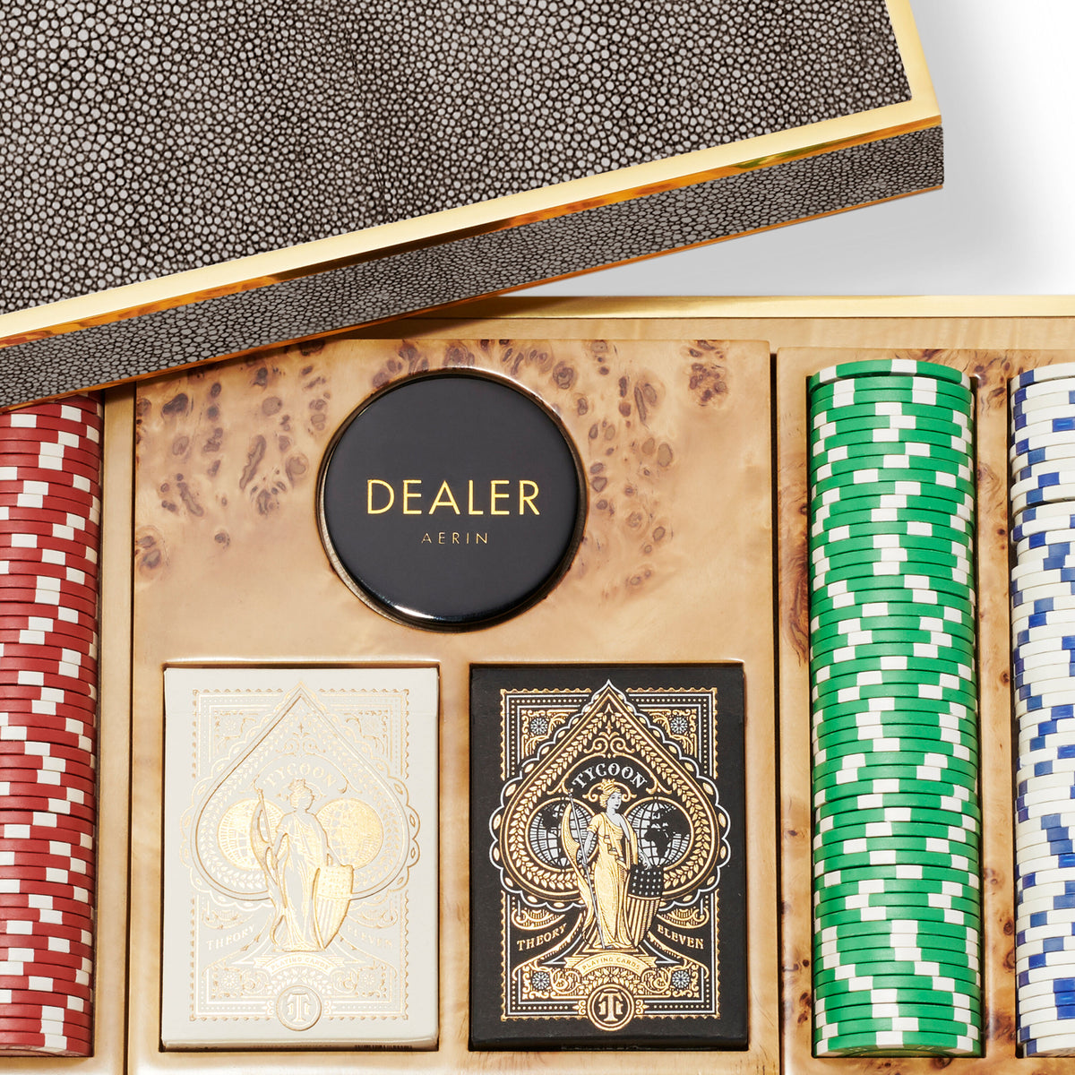 AERIN Shagreen Poker Set Chocolate Lifelong Collectibles