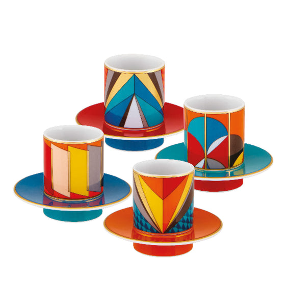 Load image into Gallery viewer, Vista Alegre Futurismo Set Of 4 Espresso Cups And Saucers
