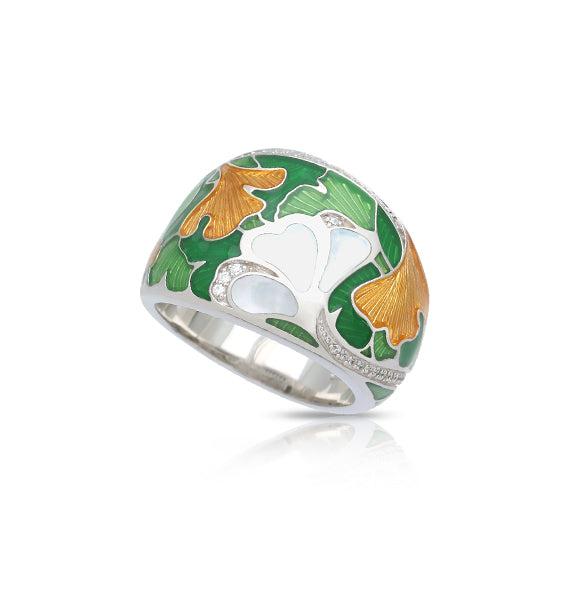 Belle Etoile Gingko Ring - White & Gold & Green