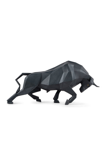 Lladro Bull Sculpture - Black matte