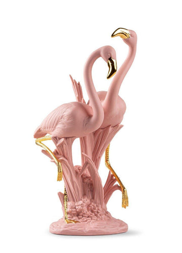 Lladro The Flamingos Sculpture - Pink