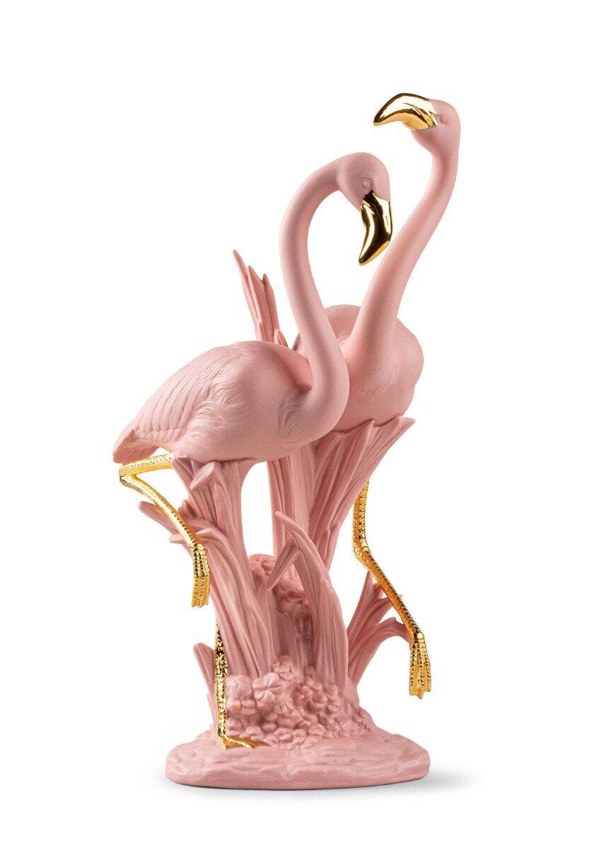 Lladro The Flamingos Sculpture - Pink