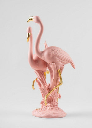 Lladro The Flamingos Sculpture - Pink