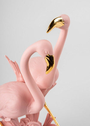 Lladro The Flamingos Sculpture - Pink