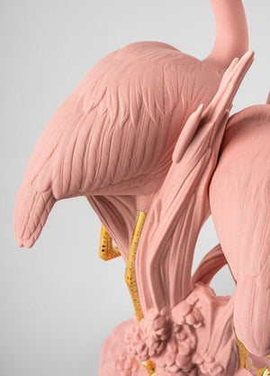 Lladro The Flamingos Sculpture - Pink