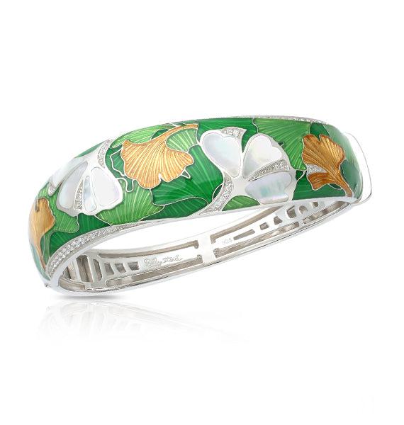 Belle Etoile Gingko Bangle - White & Gold & Green