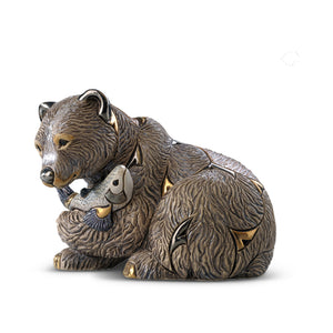 De Rosa Collections Grizzly Bear with Fish Figurine