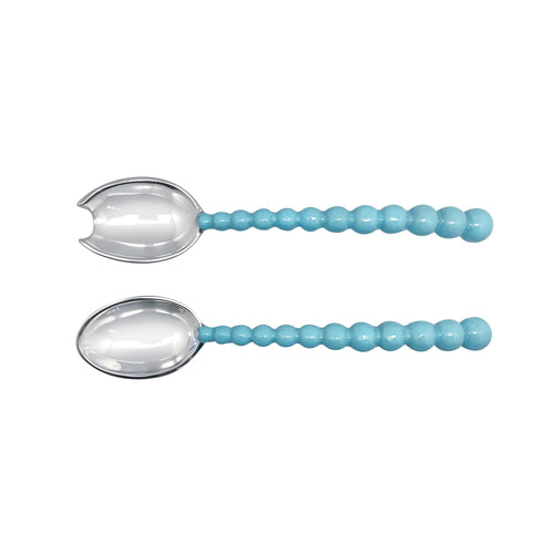 Mariposa Pearled Aqua Salad Servers