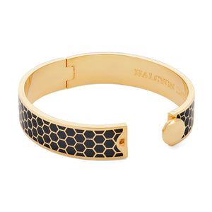 Halcyon Days 13mm Honeycomb - Black - Gold - Hinged Bangle