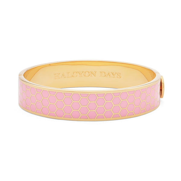 Load image into Gallery viewer, Halcyon Days Honeycomb Pale Pink &amp; Gold Bangle
