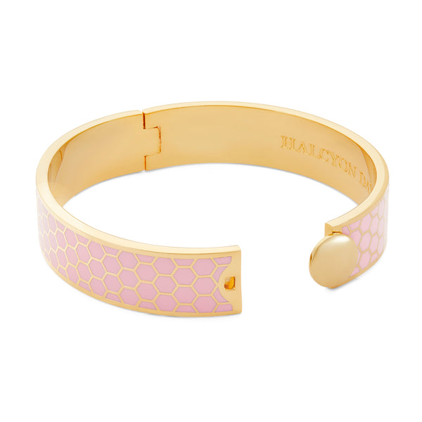 Load image into Gallery viewer, Halcyon Days Honeycomb Pale Pink &amp; Gold Bangle
