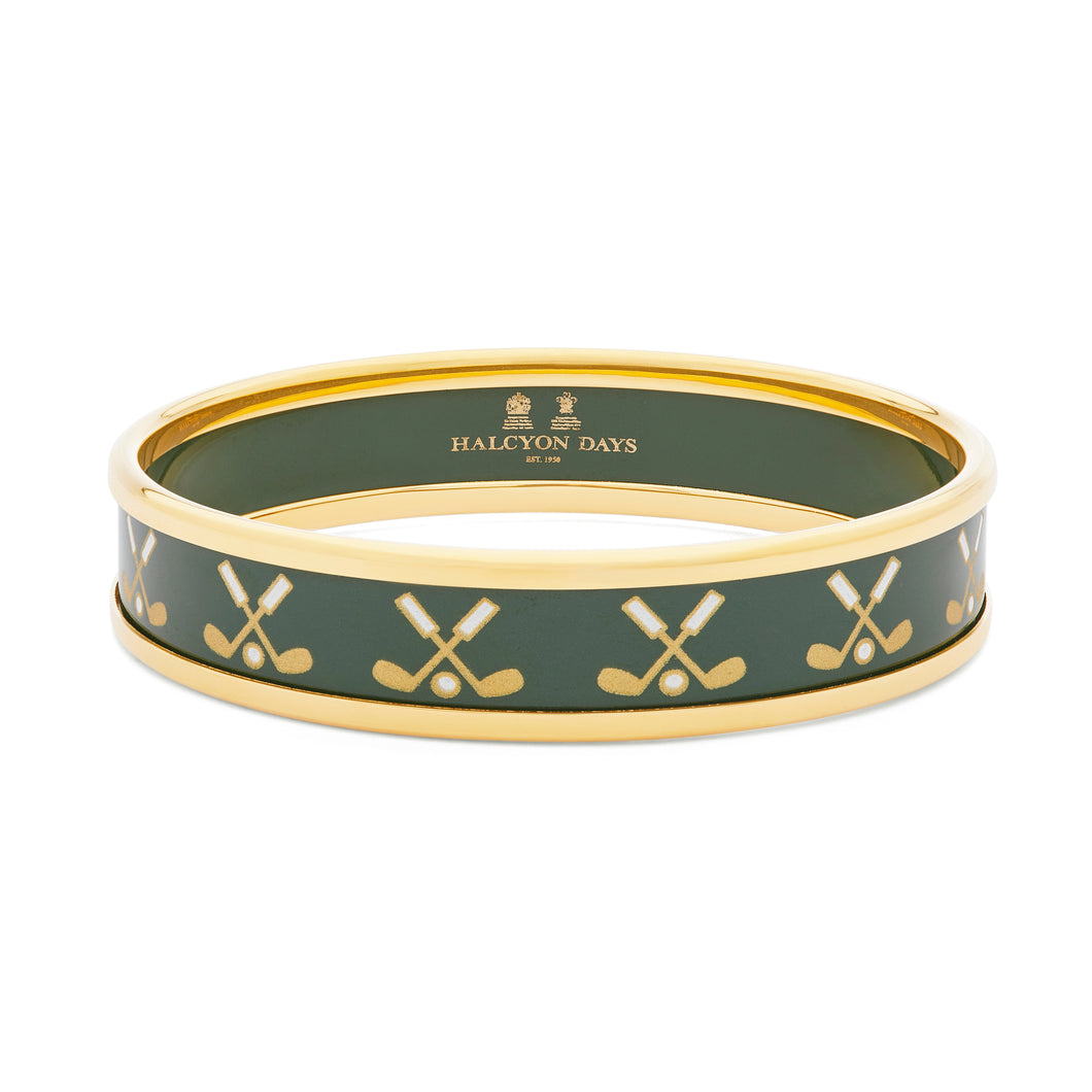 Halcyon Days Golf Club Green & Gold Enamel Bangle