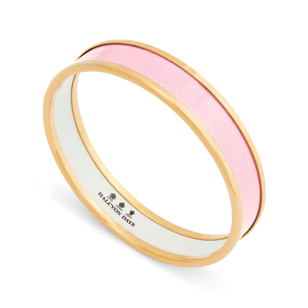 Load image into Gallery viewer, Halcyon Days Pale Pink &amp; Gold Enamel Bangle
