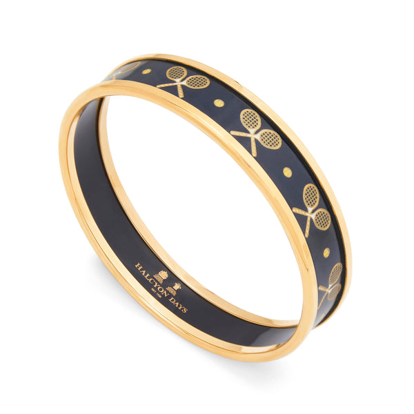 Load image into Gallery viewer, Halcyon Days Tennis Navy Gold Bangle
