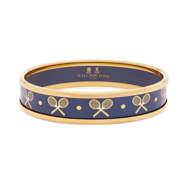 Load image into Gallery viewer, Halcyon Days Tennis Navy Gold Bangle
