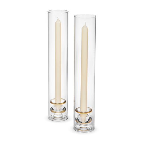 AERIN Sancia Taper Holder with Sleeve, Gold Rim, Set of 2