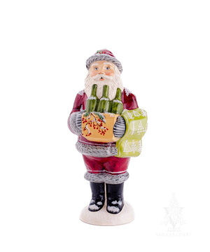 Vaillancourt Folk Art - Burgundy Wine Santa - Chalkware Figurine