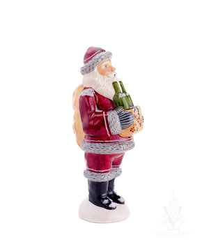 Vaillancourt Folk Art - Burgundy Wine Santa - Chalkware Figurine