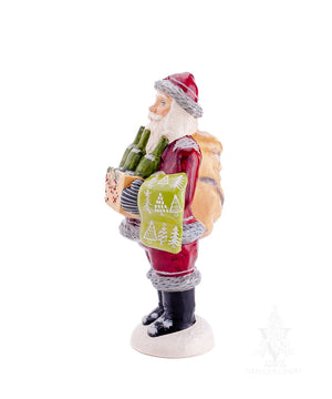 Vaillancourt Folk Art - Burgundy Wine Santa - Chalkware Figurine