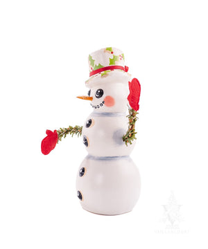 Vaillancourt Folk Art - Snowman with Holly Hat - Chalkware Figurine