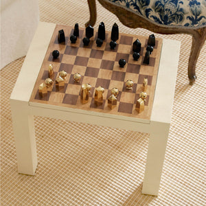 AERIN Shagreen Chess Side Table, Cream