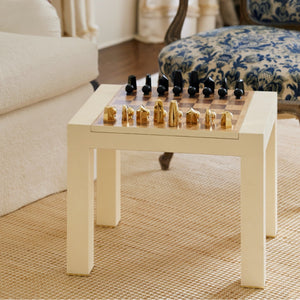 AERIN Shagreen Chess Side Table, Cream