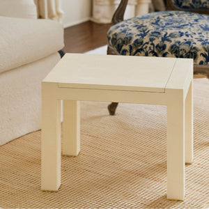 AERIN Shagreen Chess Side Table, Cream