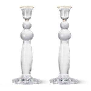 AERIN Sancia Extra Tall Taper Candleholders, Gold Rim, Set of 2