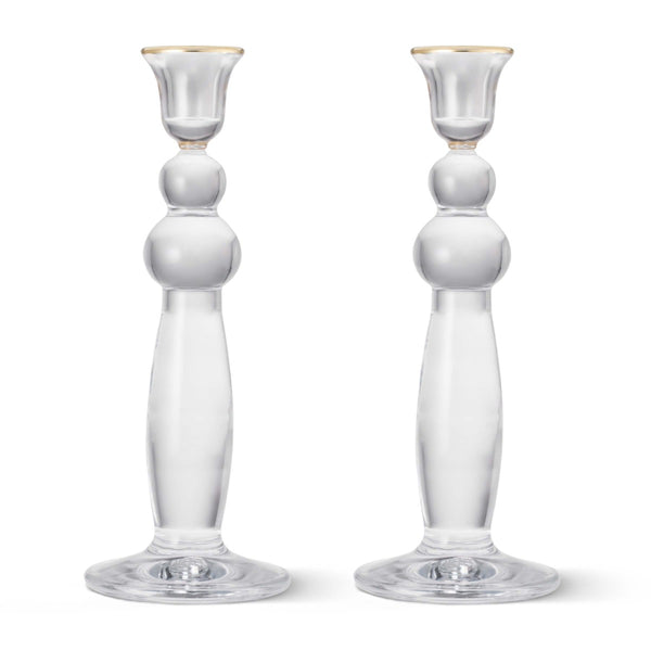 Load image into Gallery viewer, AERIN Sancia Extra Tall Taper Candleholders, Gold Rim, Set of 2
