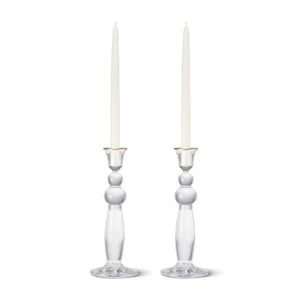 AERIN Sancia Extra Tall Taper Candleholders, Gold Rim, Set of 2