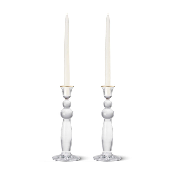 Load image into Gallery viewer, AERIN Sancia Extra Tall Taper Candleholders, Gold Rim, Set of 2
