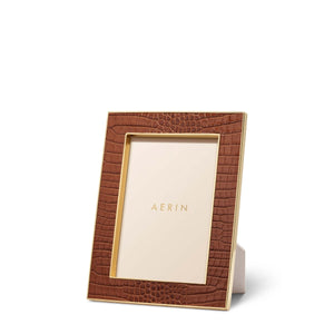 AERIN Classic Croc Leather Frame, Chestnut, 5x7