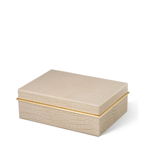 AERIN Classic Croc Leather Small Box, Fawn