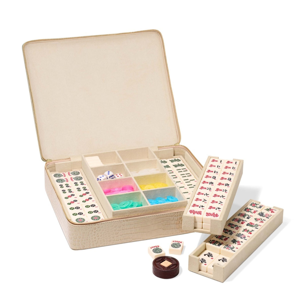 AERIN Enzo Travel Mahjong Set, Fawn