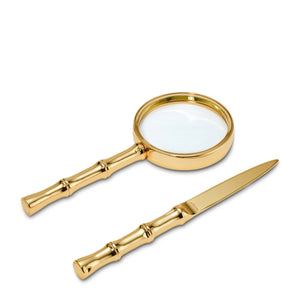 AERIN Ava Bamboo Magnifying Glass & Letter Opener, Brass