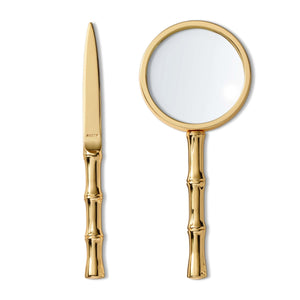 AERIN Ava Bamboo Magnifying Glass & Letter Opener, Brass