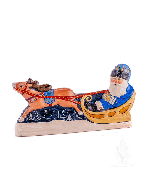 Load image into Gallery viewer, Vaillancourt Folk Art - Santa in Sleigh 40th Edition - Chalkware Figurine
