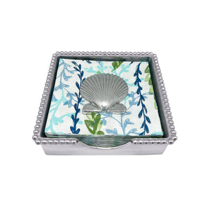 Mariposa Scallop Shell Beaded Napkin Box