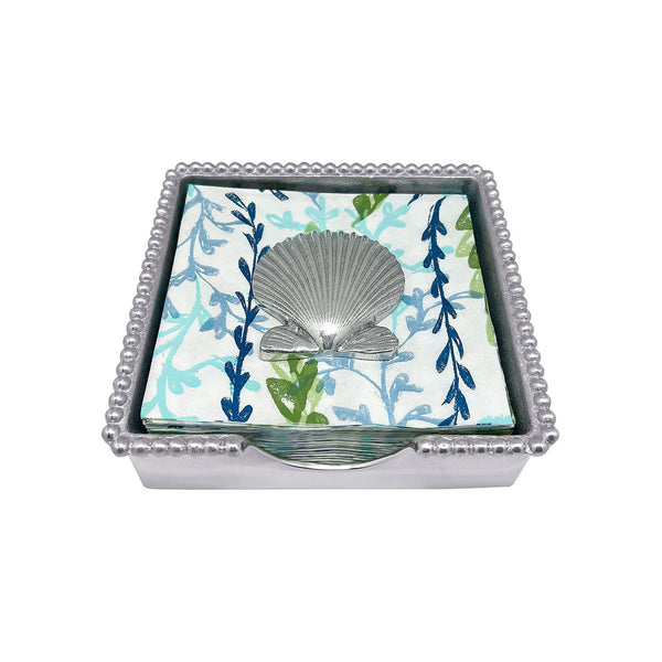 Load image into Gallery viewer, Mariposa Scallop Shell Beaded Napkin Box
