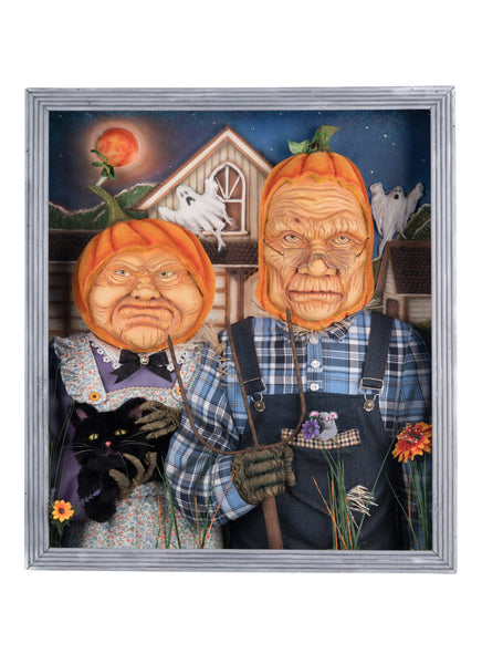 Load image into Gallery viewer, Katherine&#39;s Collection American Gothic Pumpkin Wall Piece
