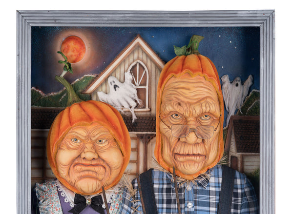 Load image into Gallery viewer, Katherine&#39;s Collection American Gothic Pumpkin Wall Piece
