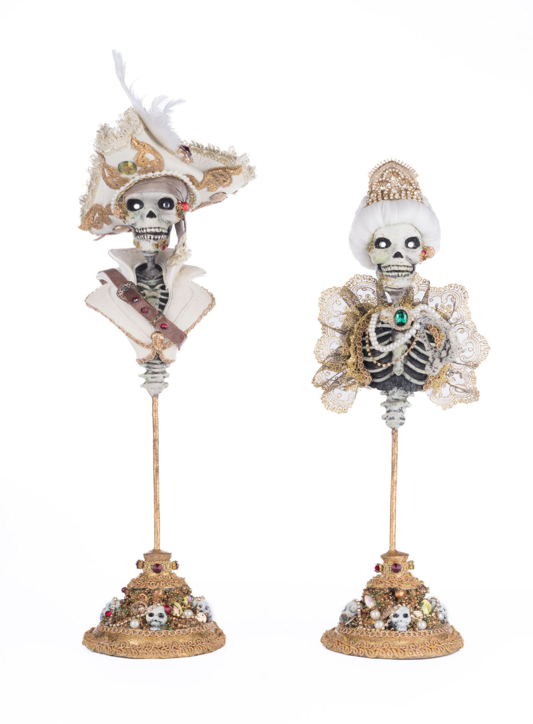 Katherine's Collection Male and Female Skeleton Bust Tabletop Assortment of 2