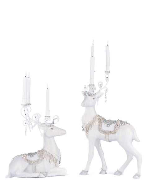 Load image into Gallery viewer, Katherine&#39;s Collection Crystal Christmas Sitting Deer Candle Holder
