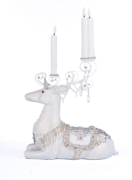 Load image into Gallery viewer, Katherine&#39;s Collection Crystal Christmas Sitting Deer Candle Holder
