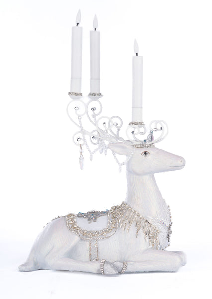 Load image into Gallery viewer, Katherine&#39;s Collection Crystal Christmas Sitting Deer Candle Holder
