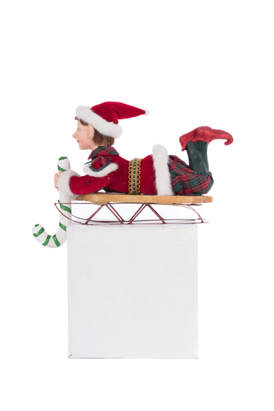 Load image into Gallery viewer, Katherine&#39;s Collection Laying Elf on Sled Stocking Holder
