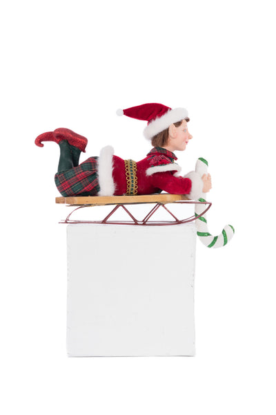 Load image into Gallery viewer, Katherine&#39;s Collection Laying Elf on Sled Stocking Holder
