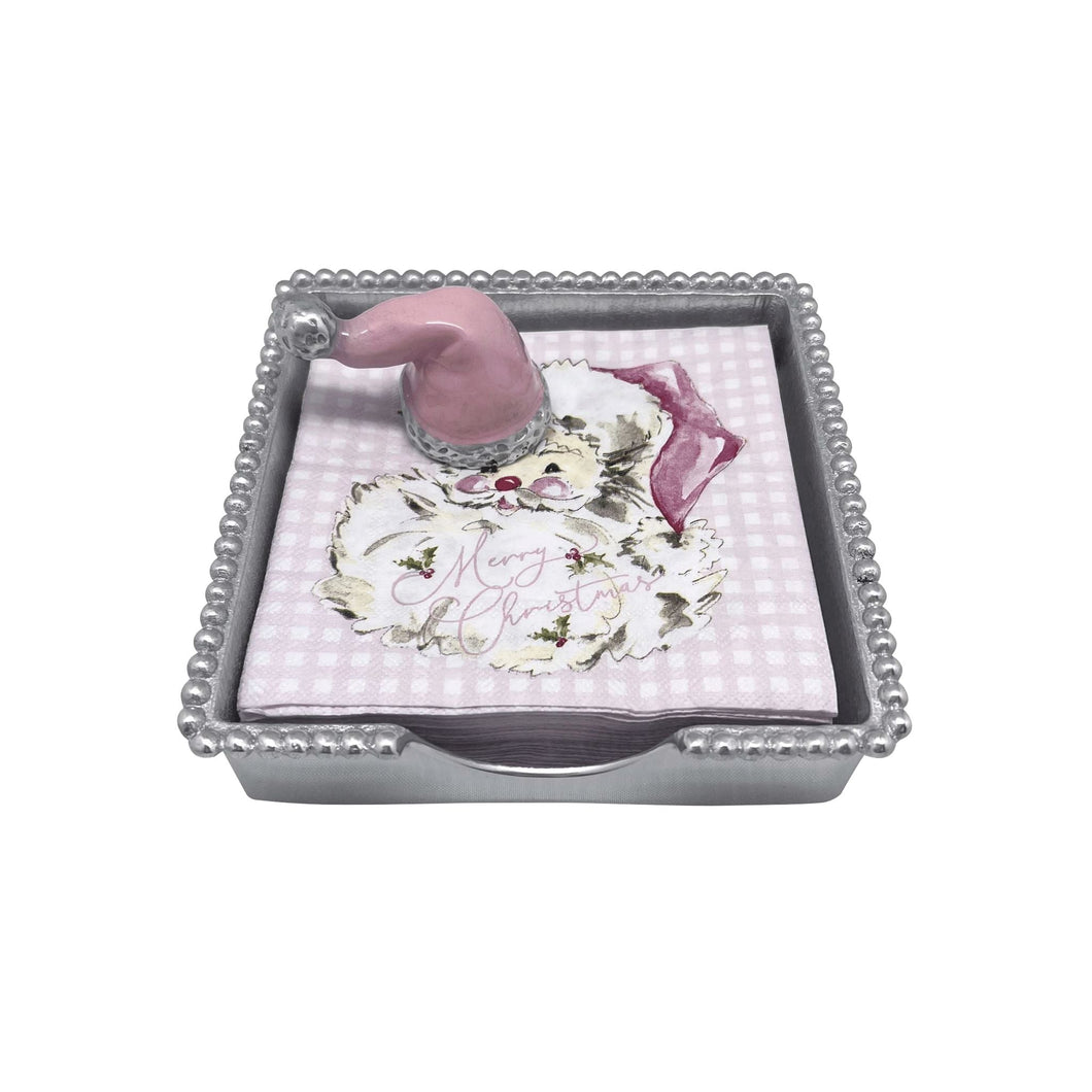 Mariposa Pink Santa Hat (3366) Beaded Napkin Box Set