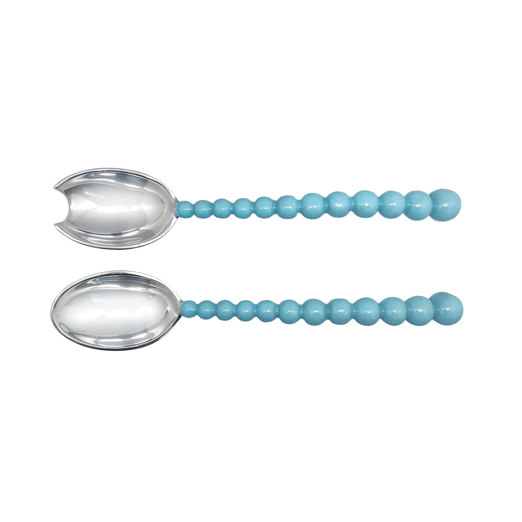 Mariposa Pearled large Aqua Salad Servers