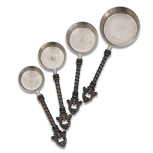 GG Collection Stainless Steel and Brass Fleur De Lis 4-Piece Measuring Cups